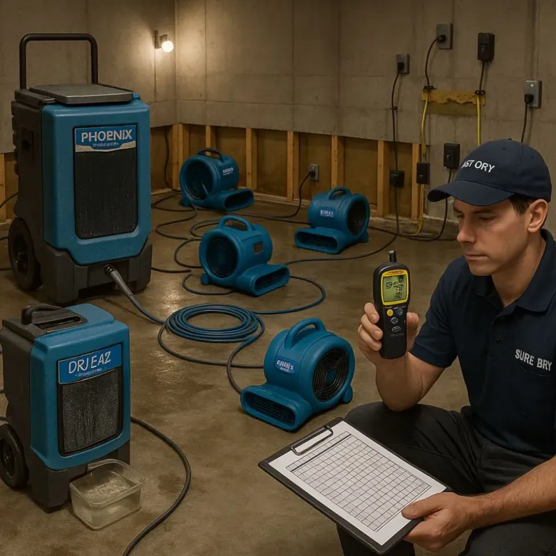 Structural Drying and Dehumidification process in Pemberwick, CT